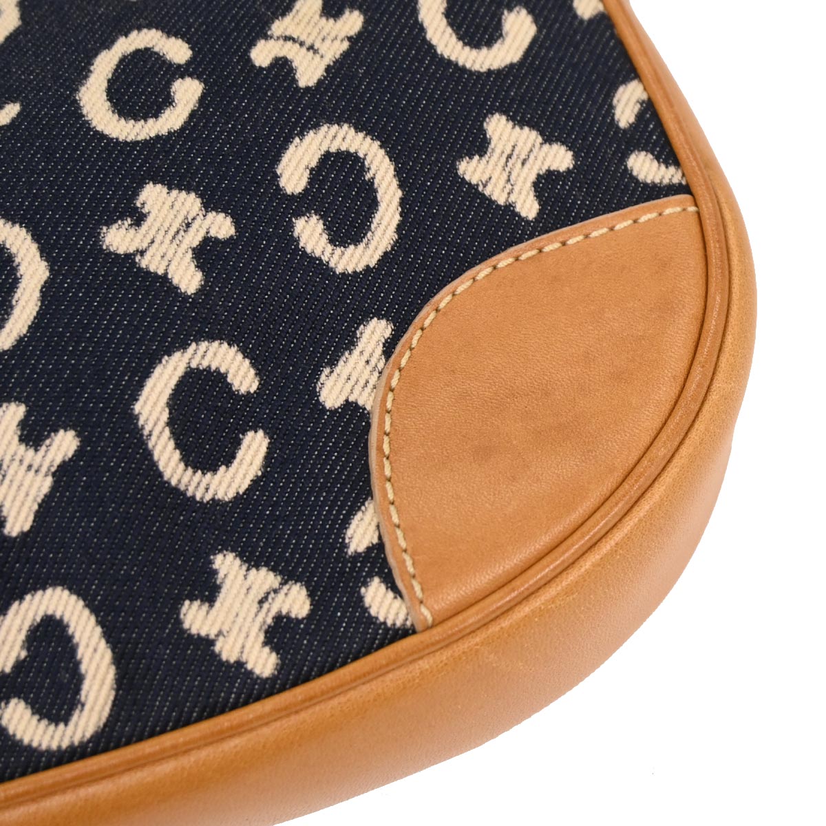 Celine Navy Cotton Macadam C Handbag