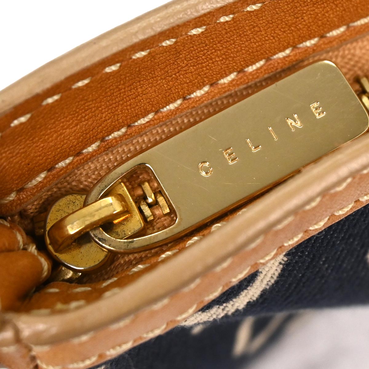 Celine Navy Cotton Macadam C Handbag