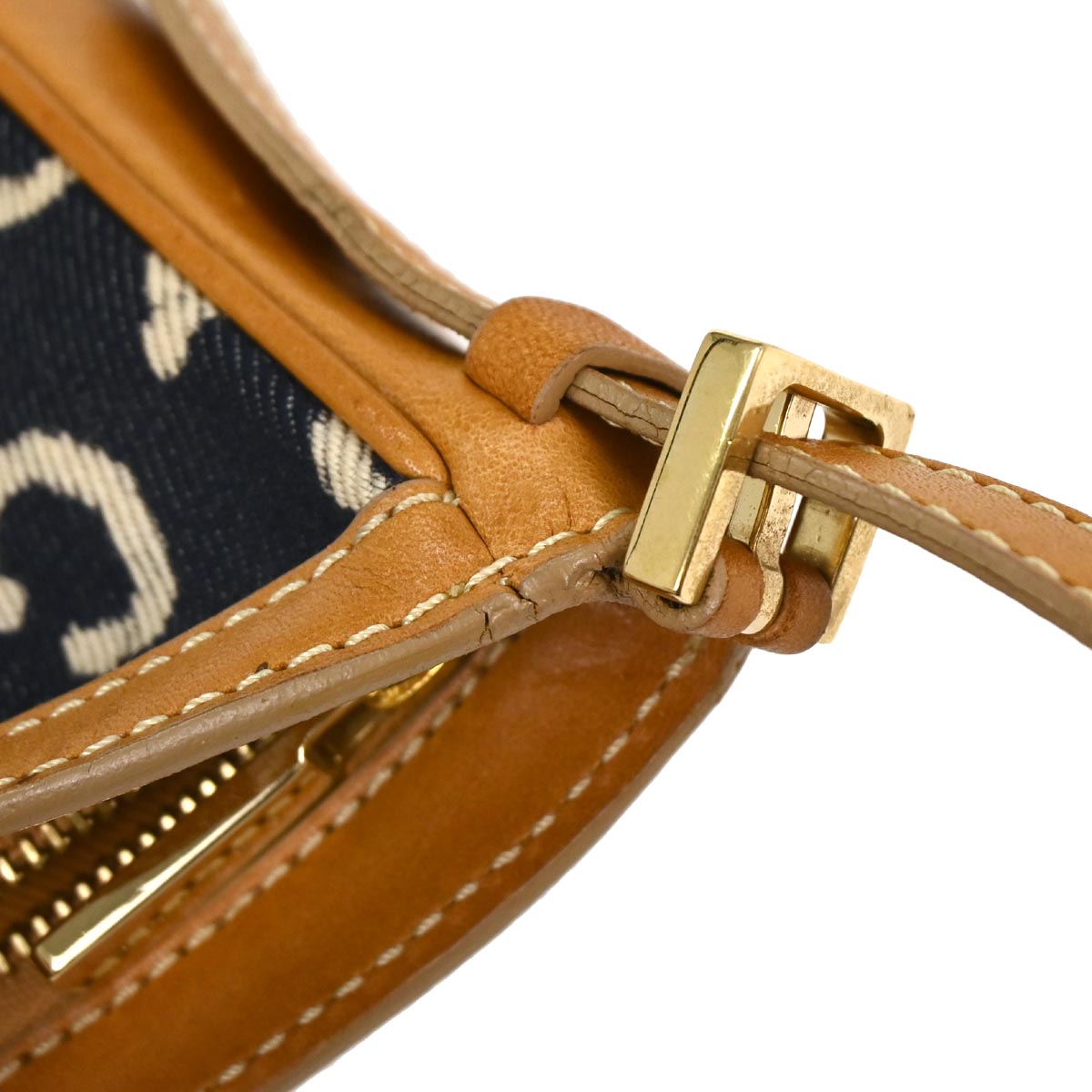 Celine Navy Cotton Macadam C Handbag