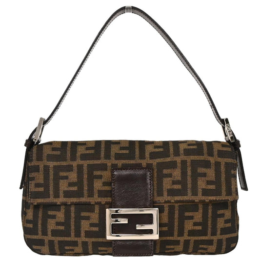 Fendi Brown Canvas Zucca Baguette Handbag