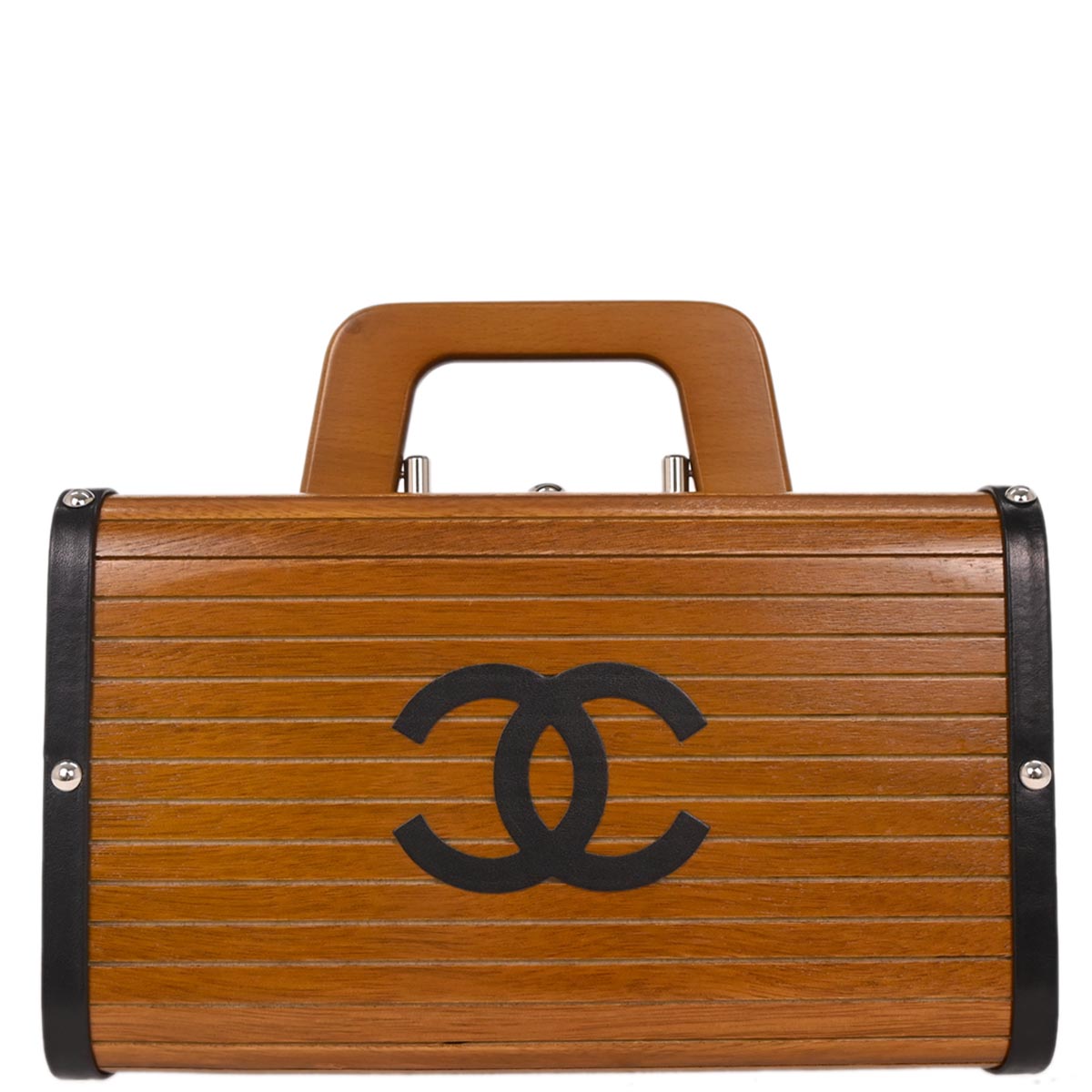 Chanel 1994-1996 Brown Black Wood Vanity Handbag Box