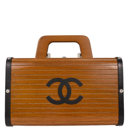 Chanel 1994-1996 Brown Black Wood Vanity Handbag Box