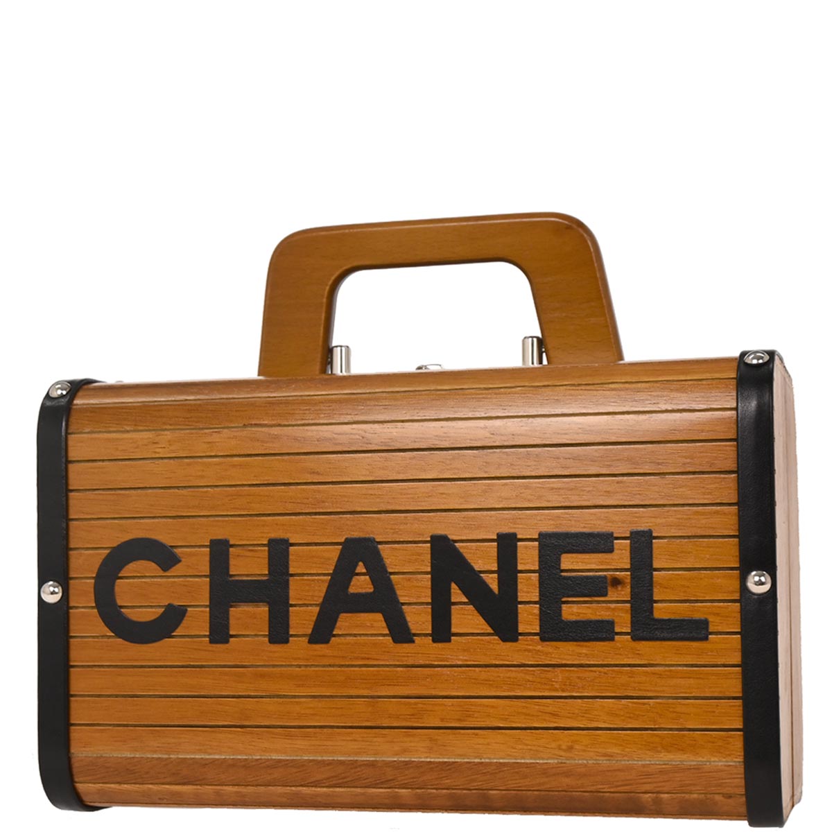 Chanel 1994-1996 Brown Black Wood Vanity Handbag Box