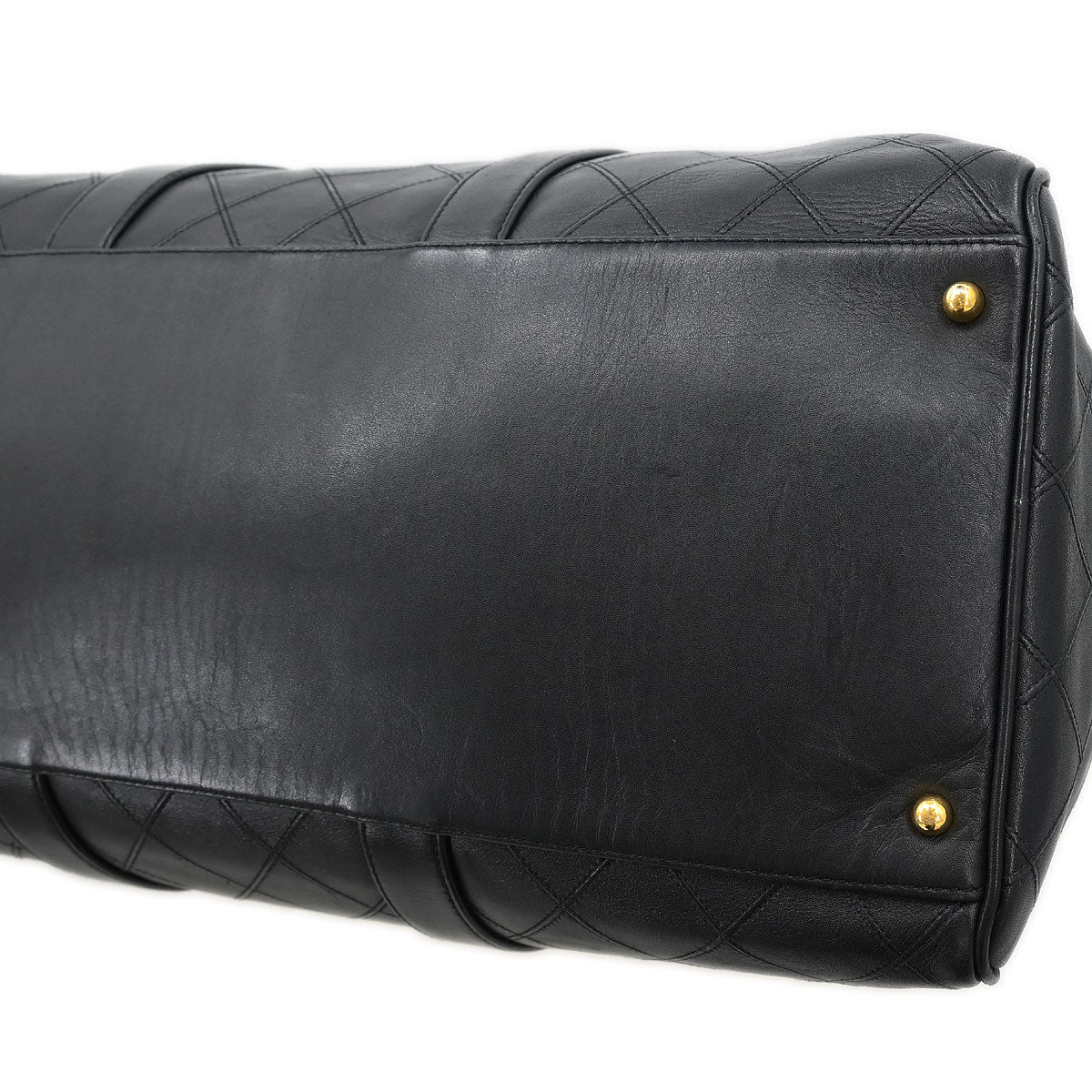 Chanel 1994-1996 Black Lambskin Bicolore 2way Duffle Handbag