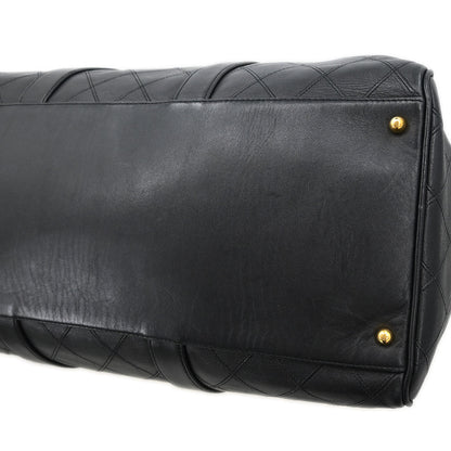 Chanel 1994-1996 Black Lambskin Bicolore 2way Duffle Handbag