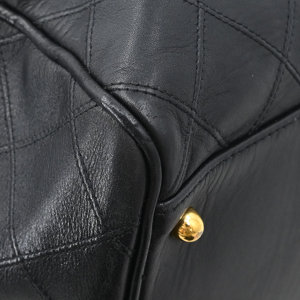 Chanel 1994-1996 Black Lambskin Bicolore 2way Duffle Handbag