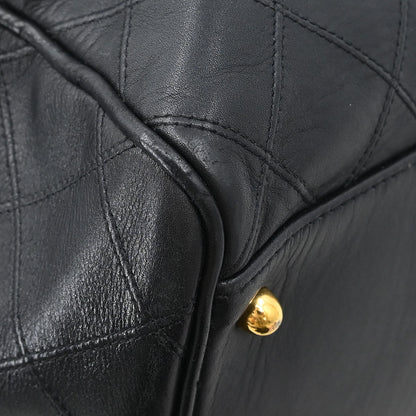 Chanel 1994-1996 Black Lambskin Bicolore 2way Duffle Handbag