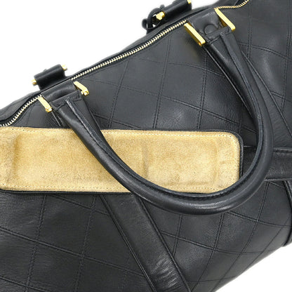 Chanel 1994-1996 Black Lambskin Bicolore 2way Duffle Handbag