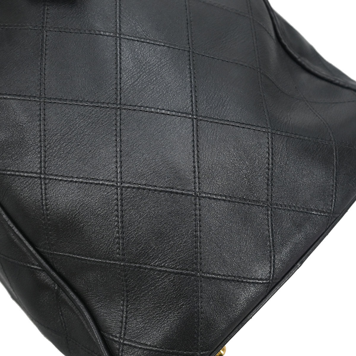 Chanel 1994-1996 Black Lambskin Bicolore 2way Duffle Handbag