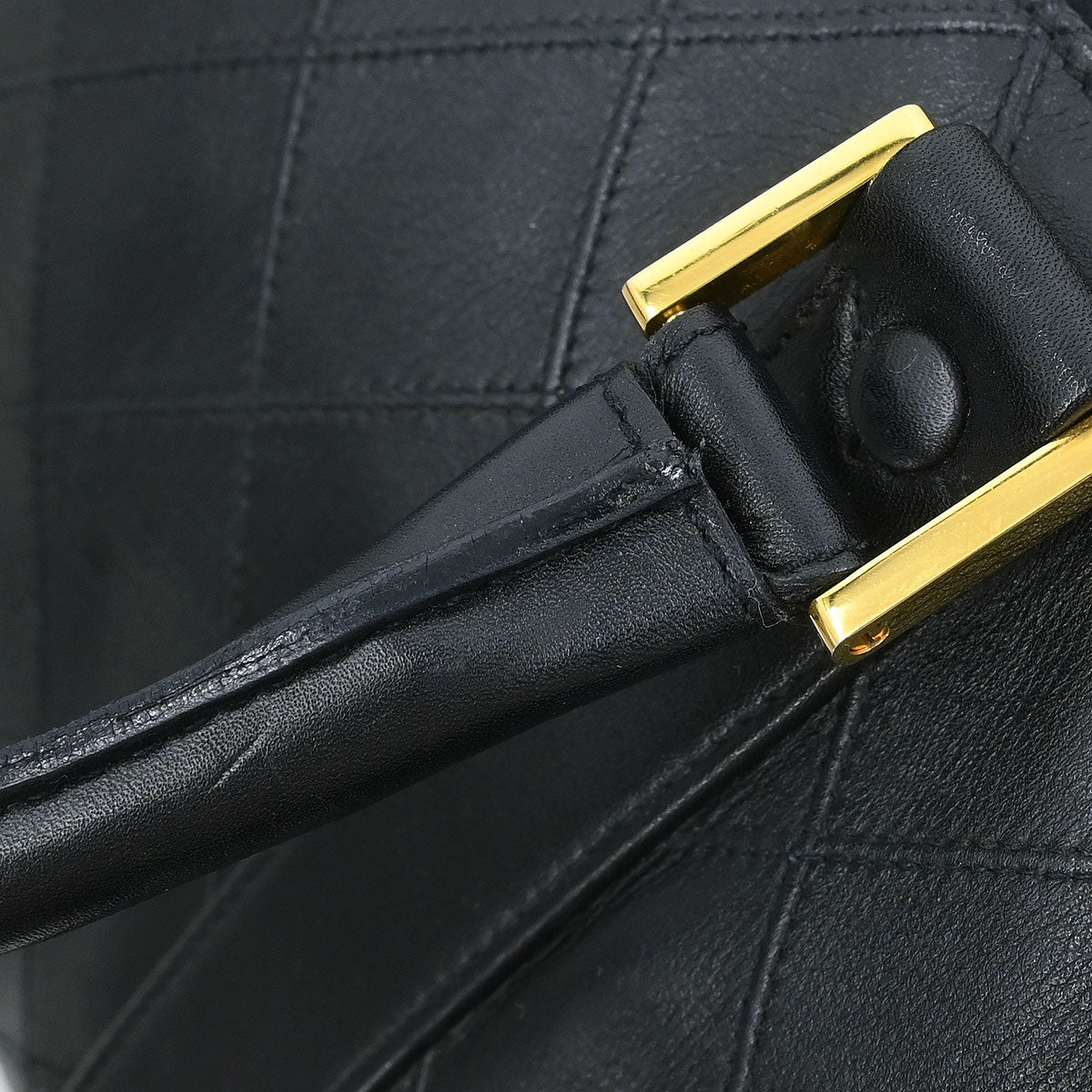 Chanel 1994-1996 Black Lambskin Bicolore 2way Duffle Handbag