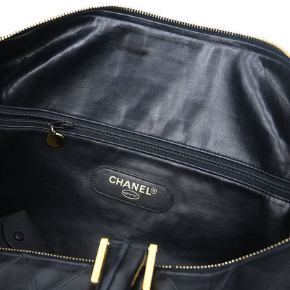 Chanel 1994-1996 Black Lambskin Bicolore 2way Duffle Handbag