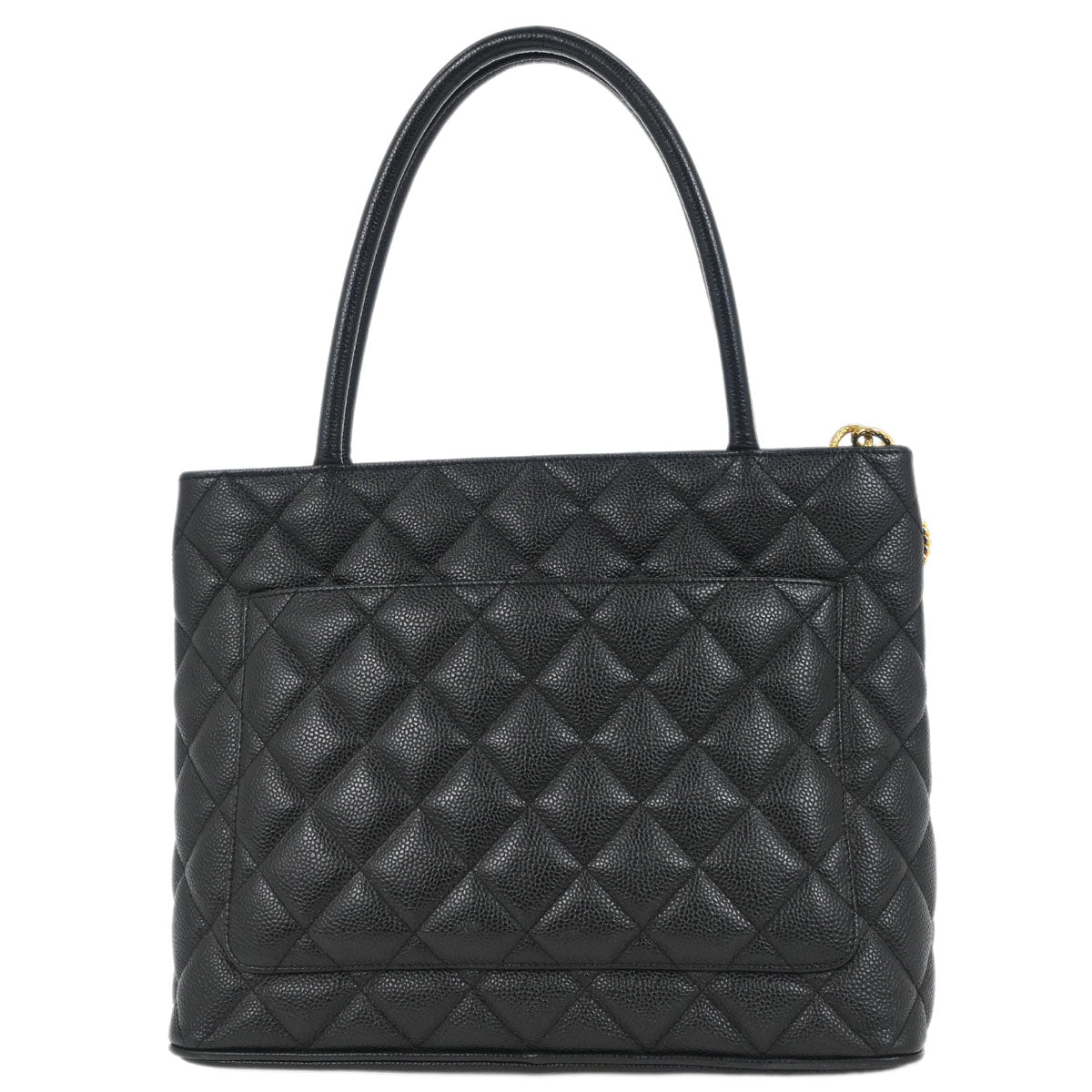 Chanel 2002-2003 Black Caviar Medallion Tote Handbag