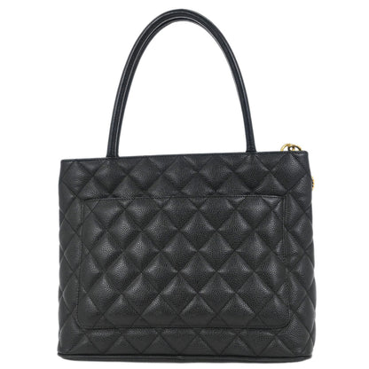 Chanel 2002-2003 Black Caviar Medallion Tote Handbag