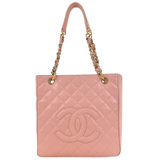 Chanel 2002-2003 Pink Caviar Petite Shopping Tote PST Chain Handbag