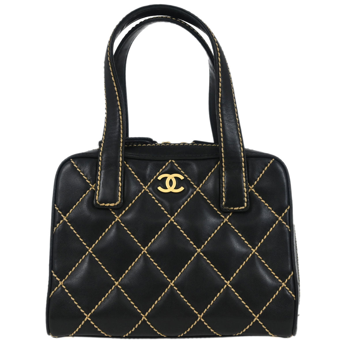 Chanel 2003-2004 Black Calfskin Wild Stitch Handbag