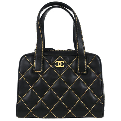 Chanel 2003-2004 Black Calfskin Wild Stitch Handbag