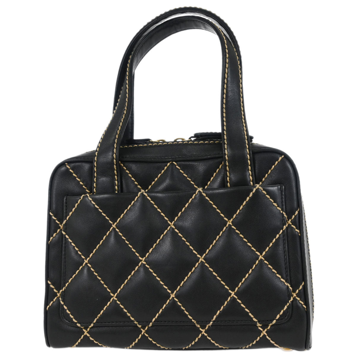 Chanel 2003-2004 Black Calfskin Wild Stitch Handbag