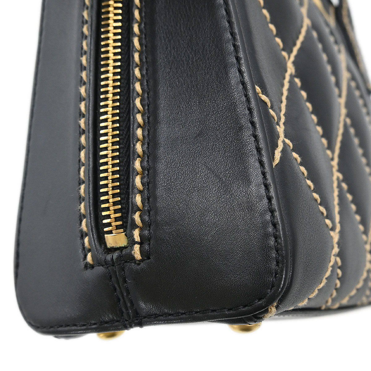 Chanel 2003-2004 Black Calfskin Wild Stitch Handbag