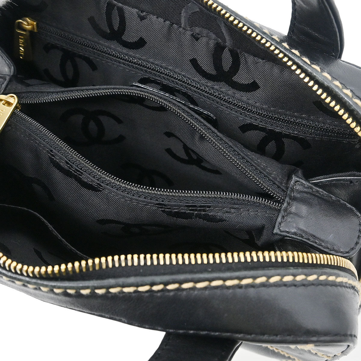 Chanel 2003-2004 Black Calfskin Wild Stitch Handbag