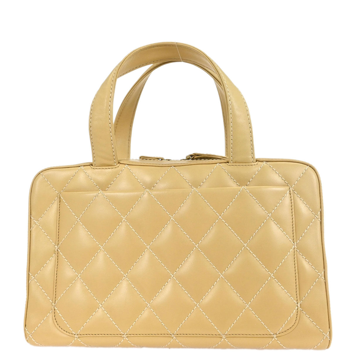 Chanel 2002-2003 Beige Calfskin Wild Stitch Handbag