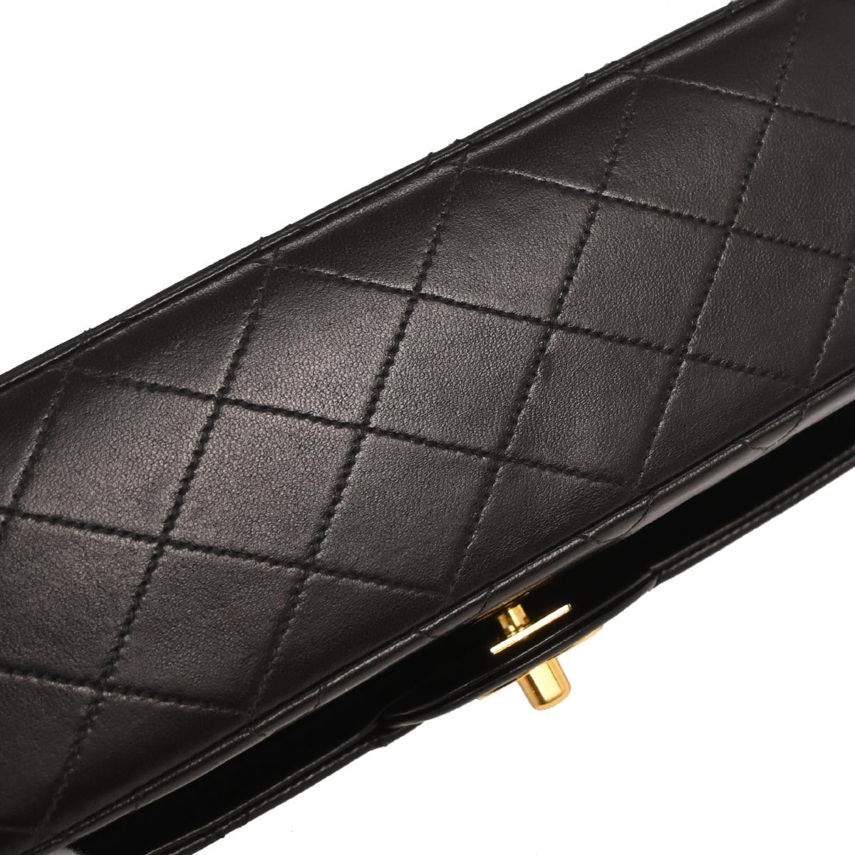 Chanel 1996-1997 Black Lambskin Medium Classic Double Flap Shoulder Bag