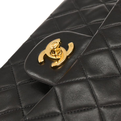 Chanel 1996-1997 Black Lambskin Medium Classic Double Flap Shoulder Bag
