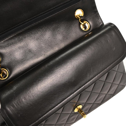 Chanel 1996-1997 Black Lambskin Medium Classic Double Flap Shoulder Bag