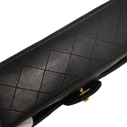 Chanel 1989-1991 Black Lambskin Small Classic Double Flap Shoulder Bag