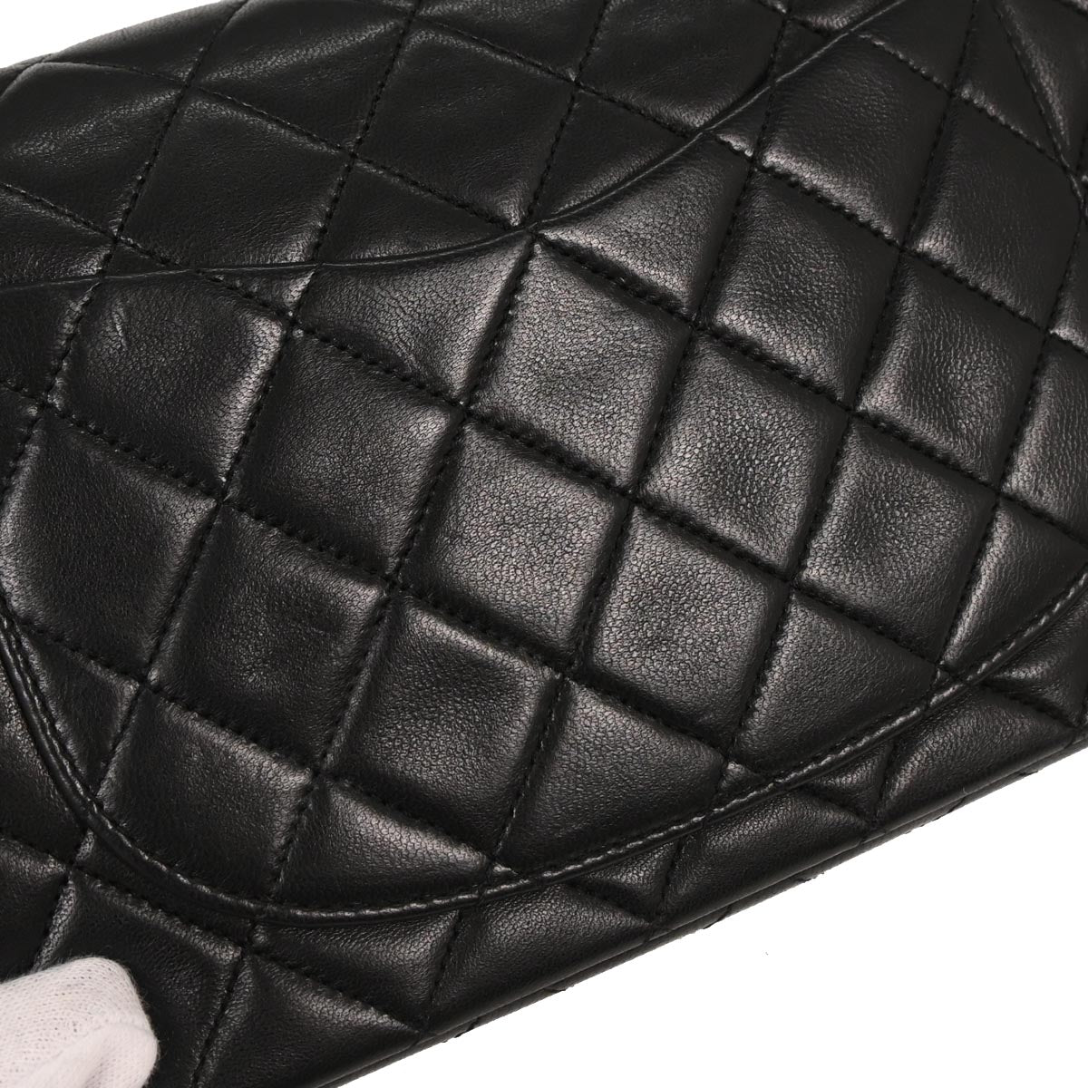 Chanel 1989-1991 Black Lambskin Small Classic Double Flap Shoulder Bag