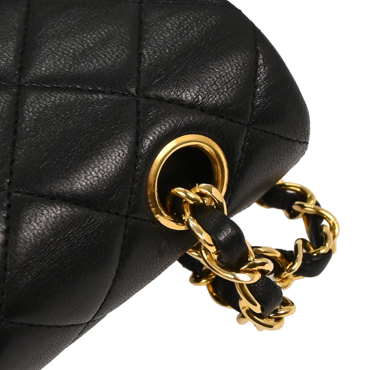 Chanel 1989-1991 Black Lambskin Small Classic Double Flap Shoulder Bag