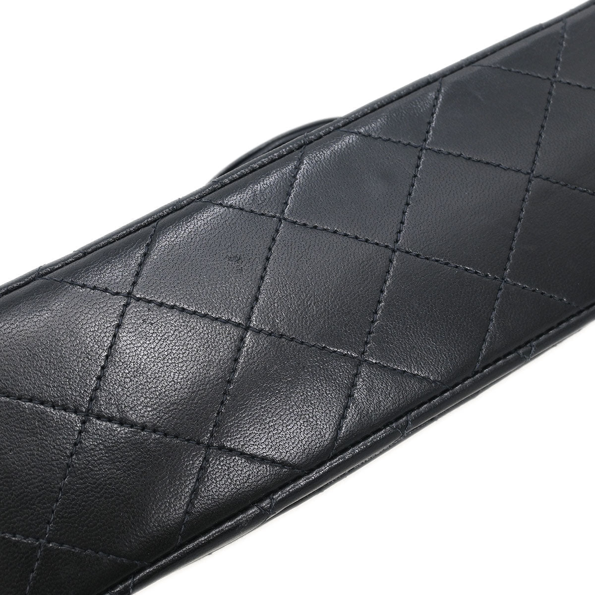 Chanel 1989-1991 Black Lambskin Small Classic Double Flap Shoulder Bag