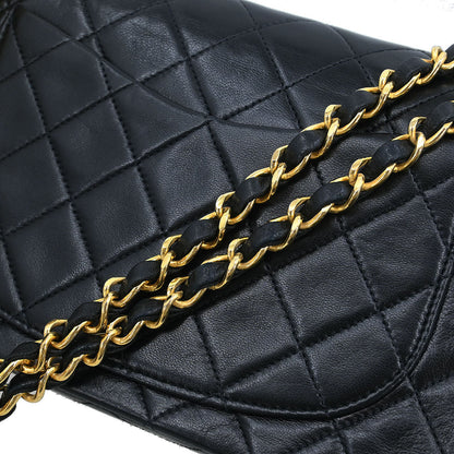 Chanel 1989-1991 Black Lambskin Small Classic Double Flap Shoulder Bag