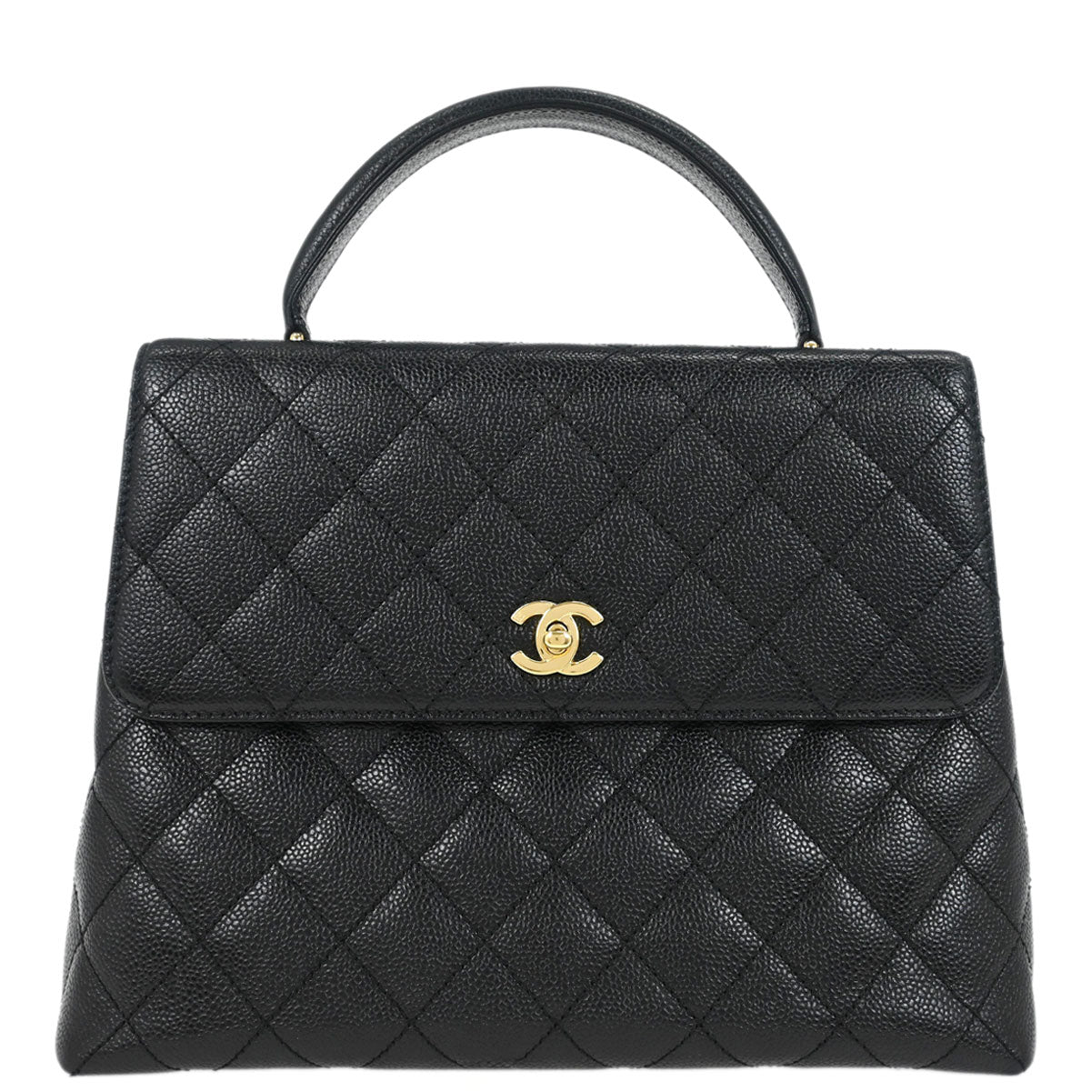 Chanel 2002-2003 Black Caviar Top Handle Handbag
