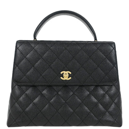 Chanel 2002-2003 Black Caviar Top Handle Handbag