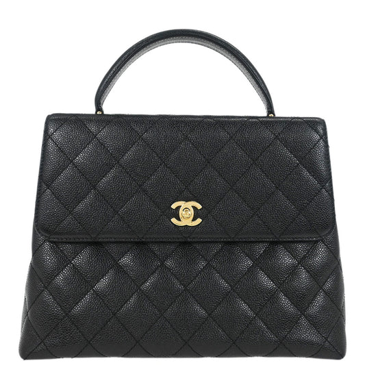 Chanel 2002-2003 Black Caviar Top Handle Handbag