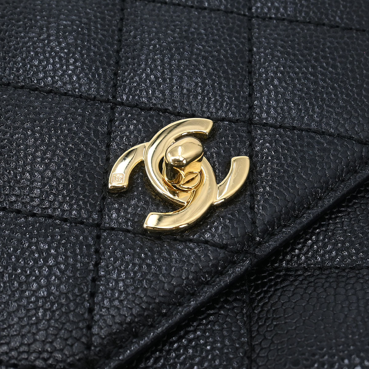 Chanel 2002-2003 Black Caviar Top Handle Handbag