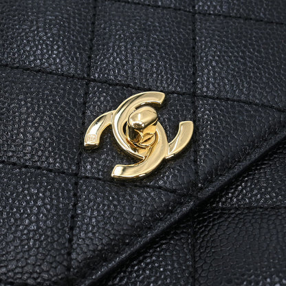 Chanel 2002-2003 Black Caviar Top Handle Handbag
