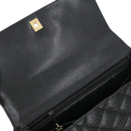 Chanel 2002-2003 Black Caviar Top Handle Handbag