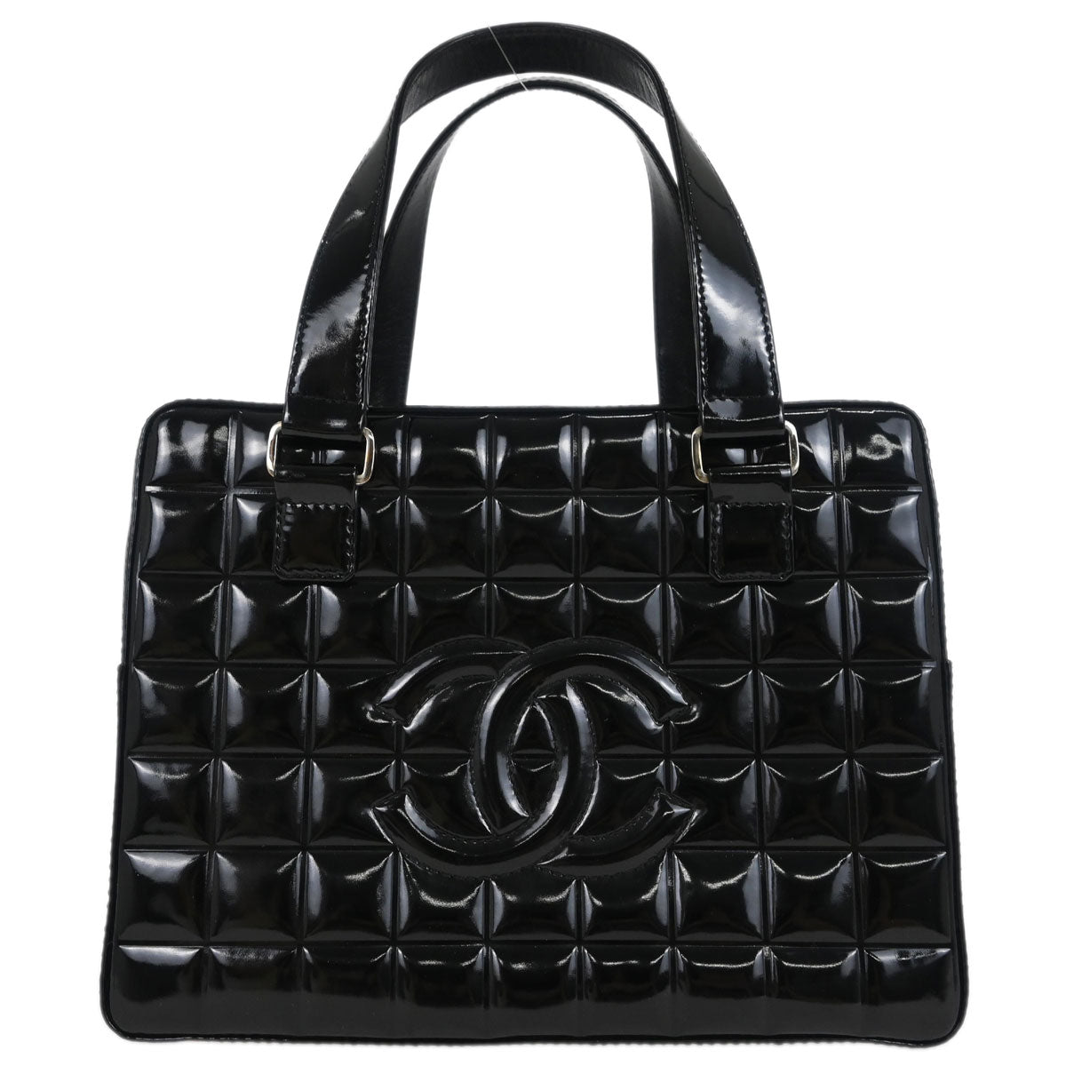 Chanel 2002-2003 Black Patent Leather Choco Bar Handbag
