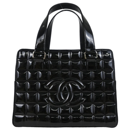 Chanel 2002-2003 Black Patent Leather Choco Bar Handbag