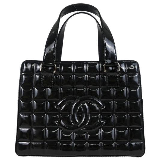 Chanel 2002-2003 Black Patent Leather Choco Bar Handbag