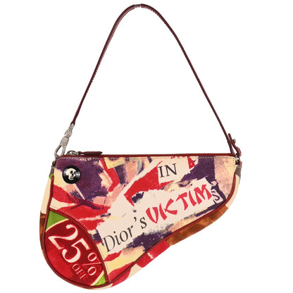 Christian Dior Red Canvas Dior's Victim Limited Saddle Handbag