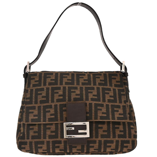 Fendi Brown Canvas Zucca Mamma Baguette Handbag