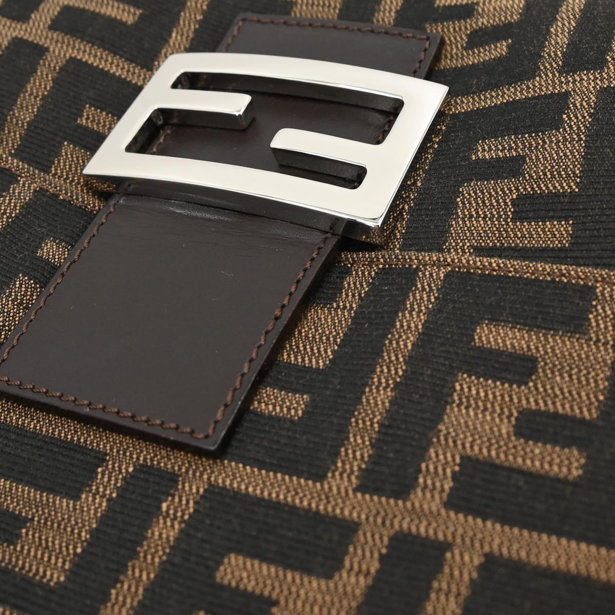 Fendi Brown Canvas Zucca Mamma Baguette Handbag