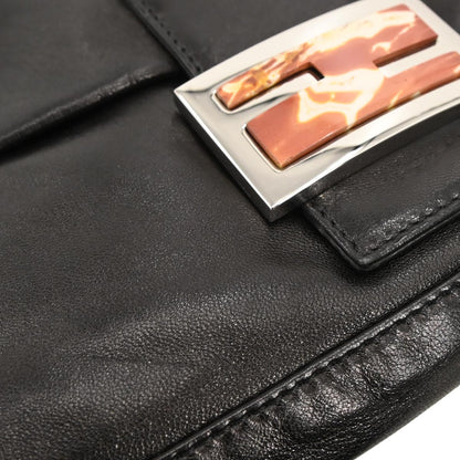 Fendi Black Leather Baguette Handbag