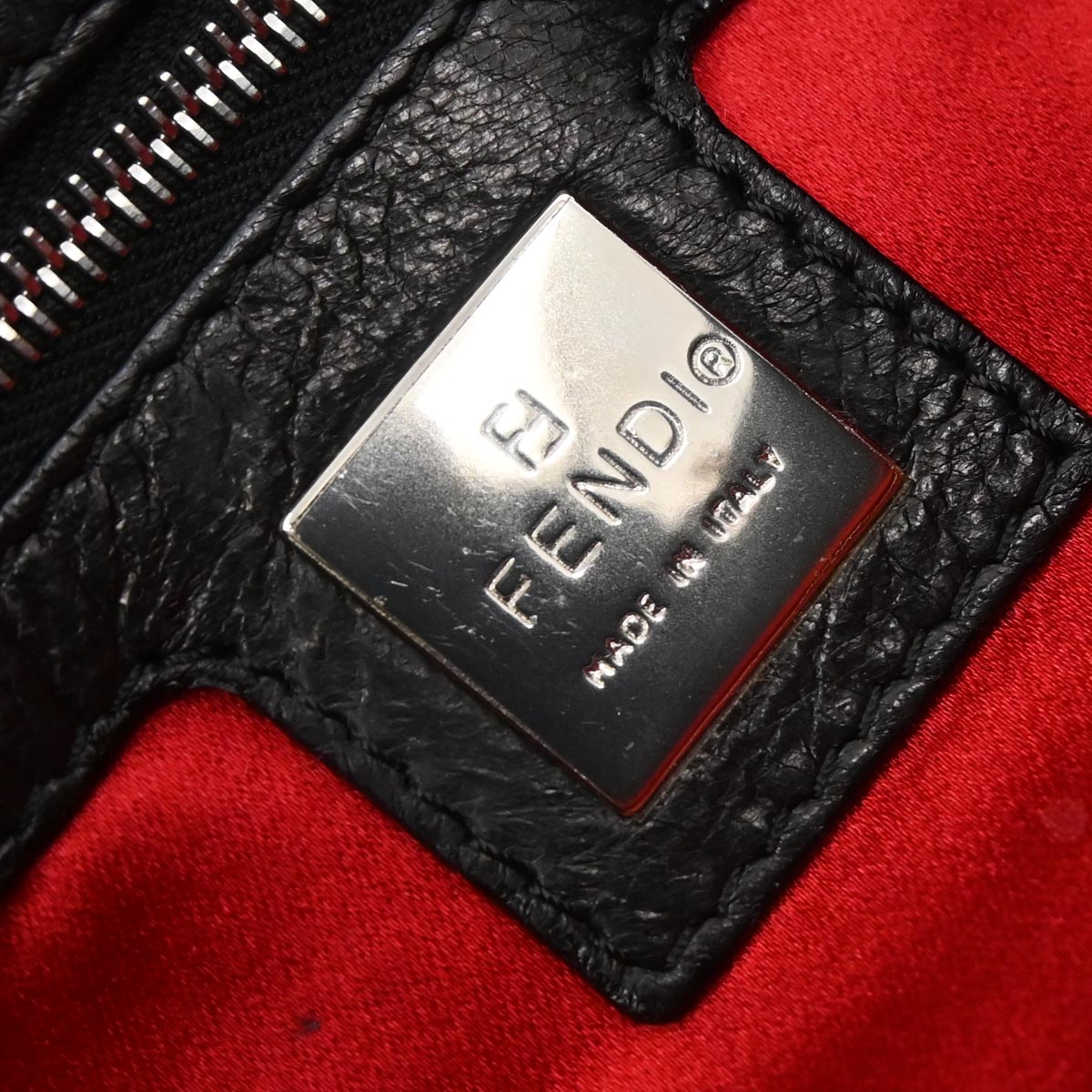 Fendi Black Leather Baguette Handbag
