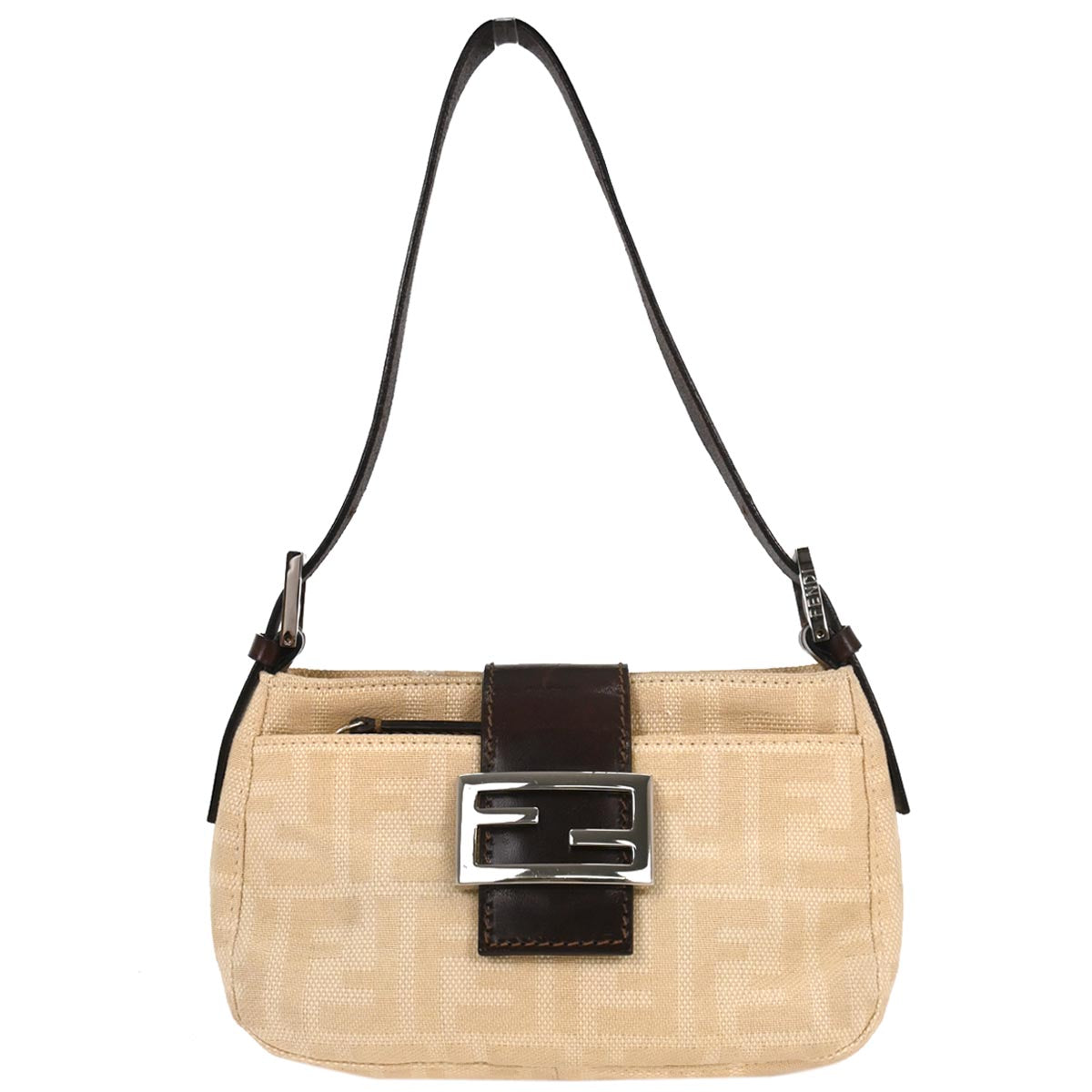 Fendi Beige Linen Zucca Handbag