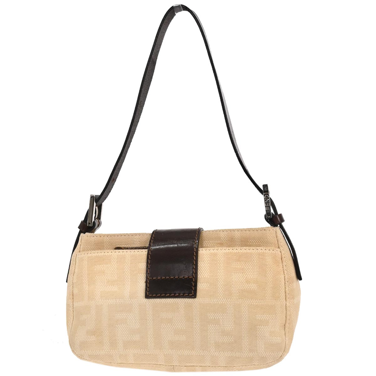 Fendi Beige Linen Zucca Handbag