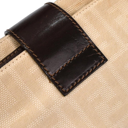 Fendi Beige Linen Zucca Handbag