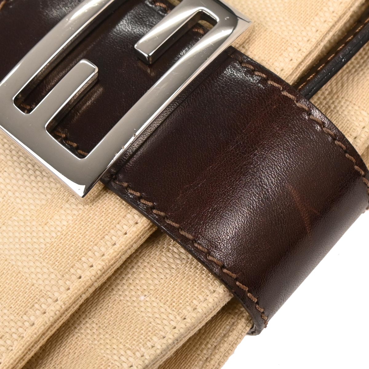 Fendi Beige Linen Zucca Handbag